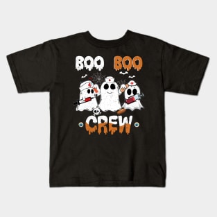 Boo Boo Crew Nurse Ghost Funny Halloween Costume Matching Shirt Kids T-Shirt